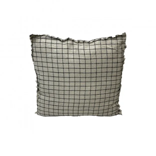 [23-L5050-2055] Coussin Lin 50X50 carreaux - BAZARDELUXE