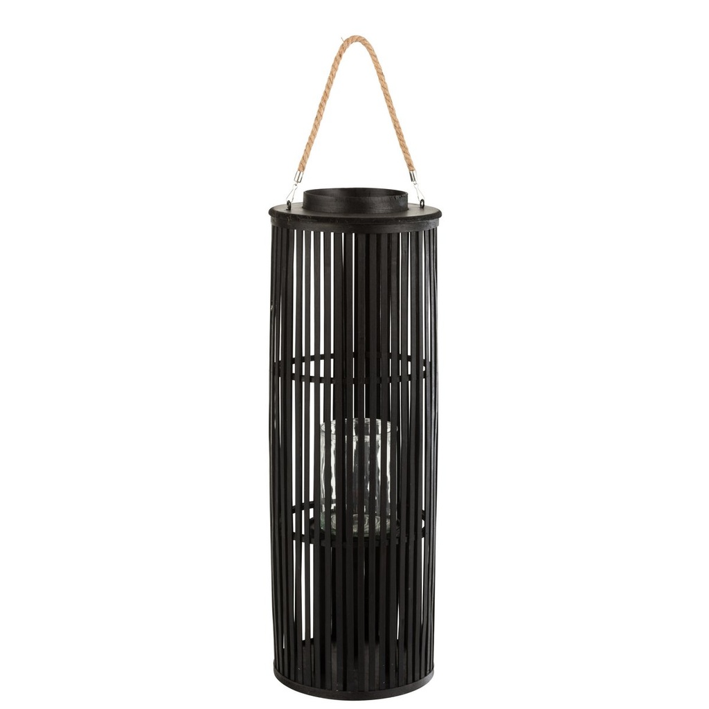 LANTERNE TUBE BAMBOU NOIR L - J-LINE