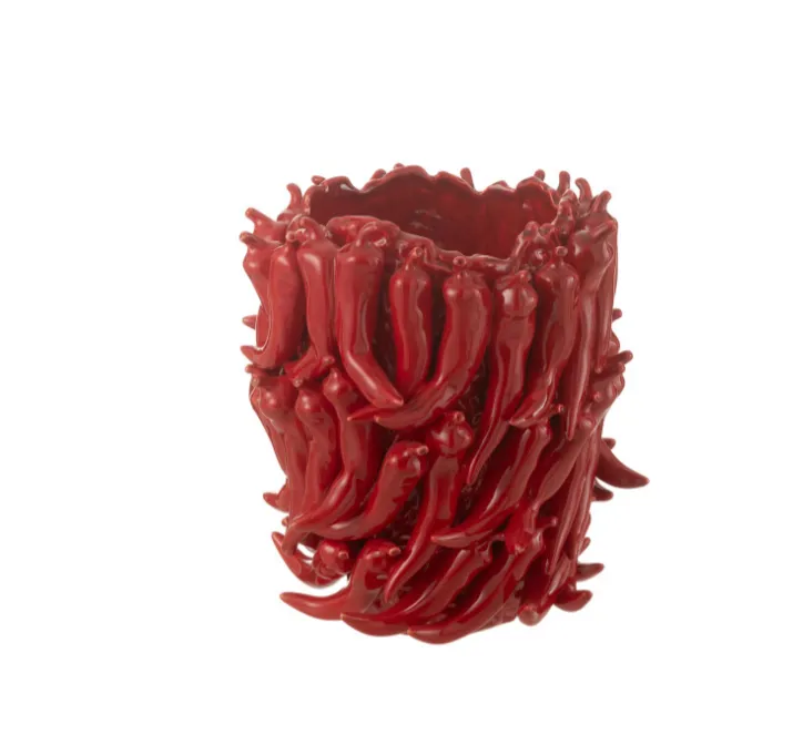 [48333] Vase rouge piments -porcelaine - L-J-LINE