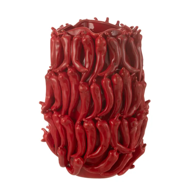 [48334] Vase rouge piments -porcelaine-XL-J-LINE