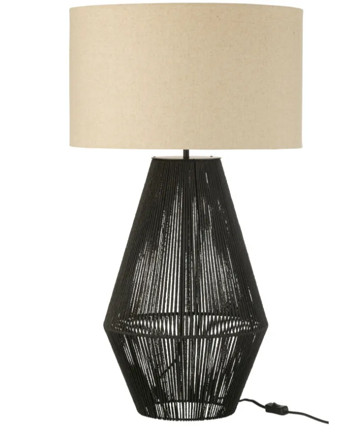 [49489] Lampe métal/papier noir - J-LINE