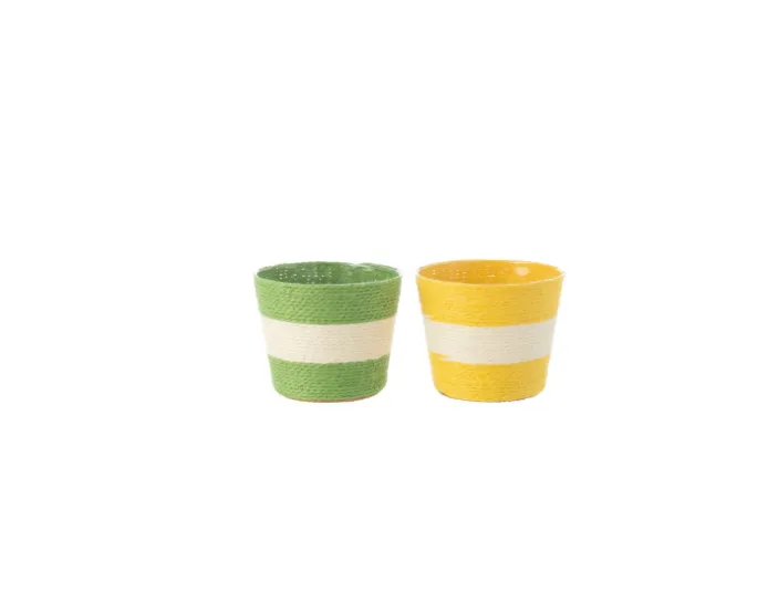 Cachepot rayures jaune/blanc ou vert/blanc-S-J-LINE