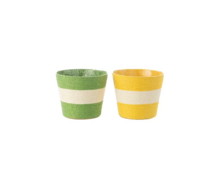Cachepot rayures jaune/blanc ou vert/blanc -M-J-LINE