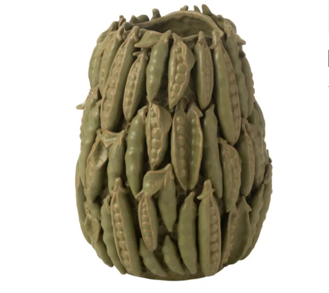 [53187] Vase vert petits pois- argile-J-LINE