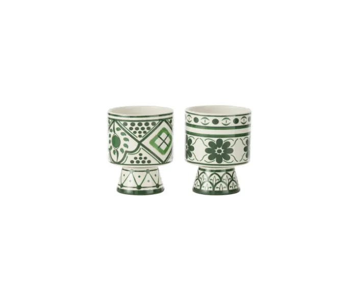[53718] Cache-pot floral blanc et vert S - J-LINE
