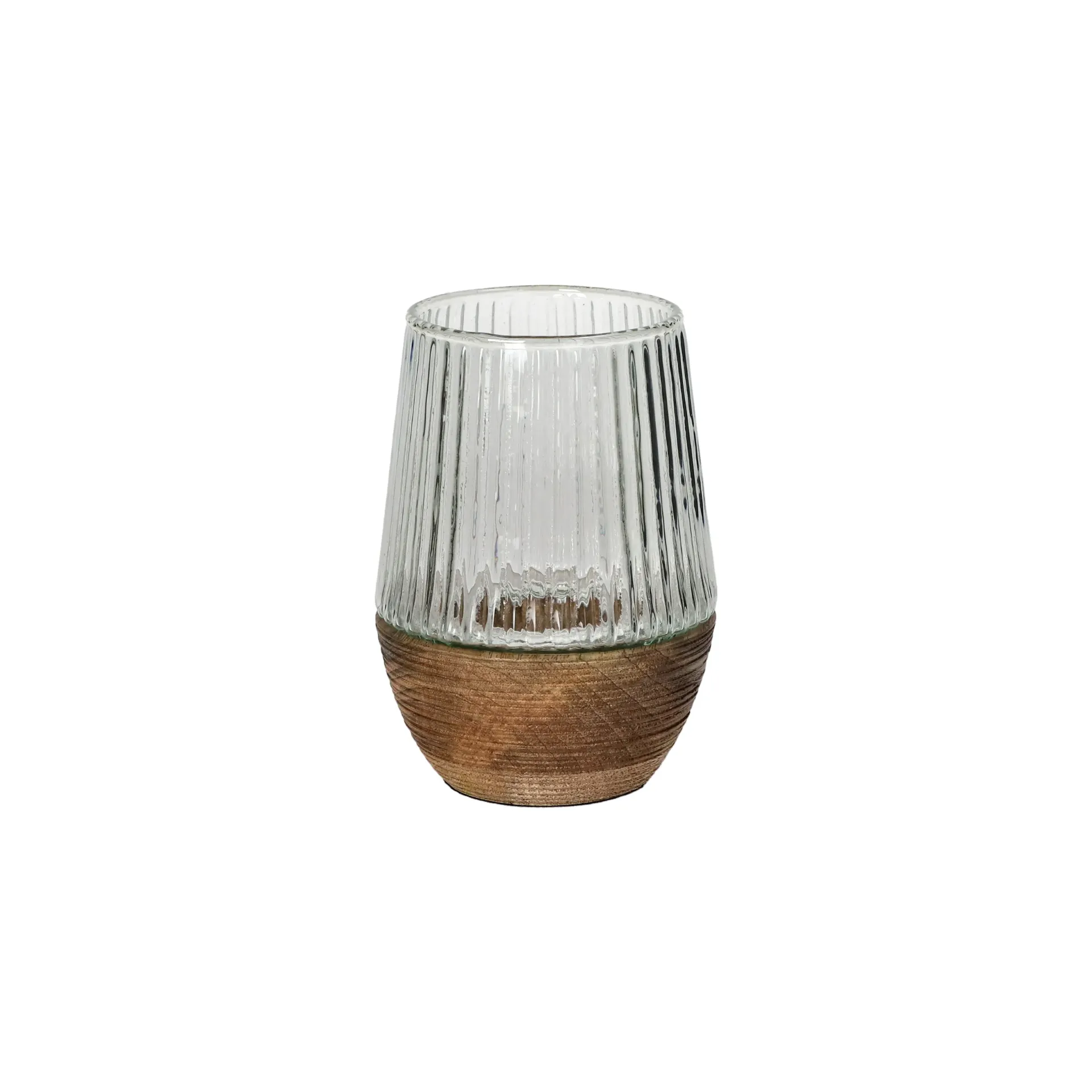 [40890-NAT-01] Photophore bois de mangier / verre -S - POMAX