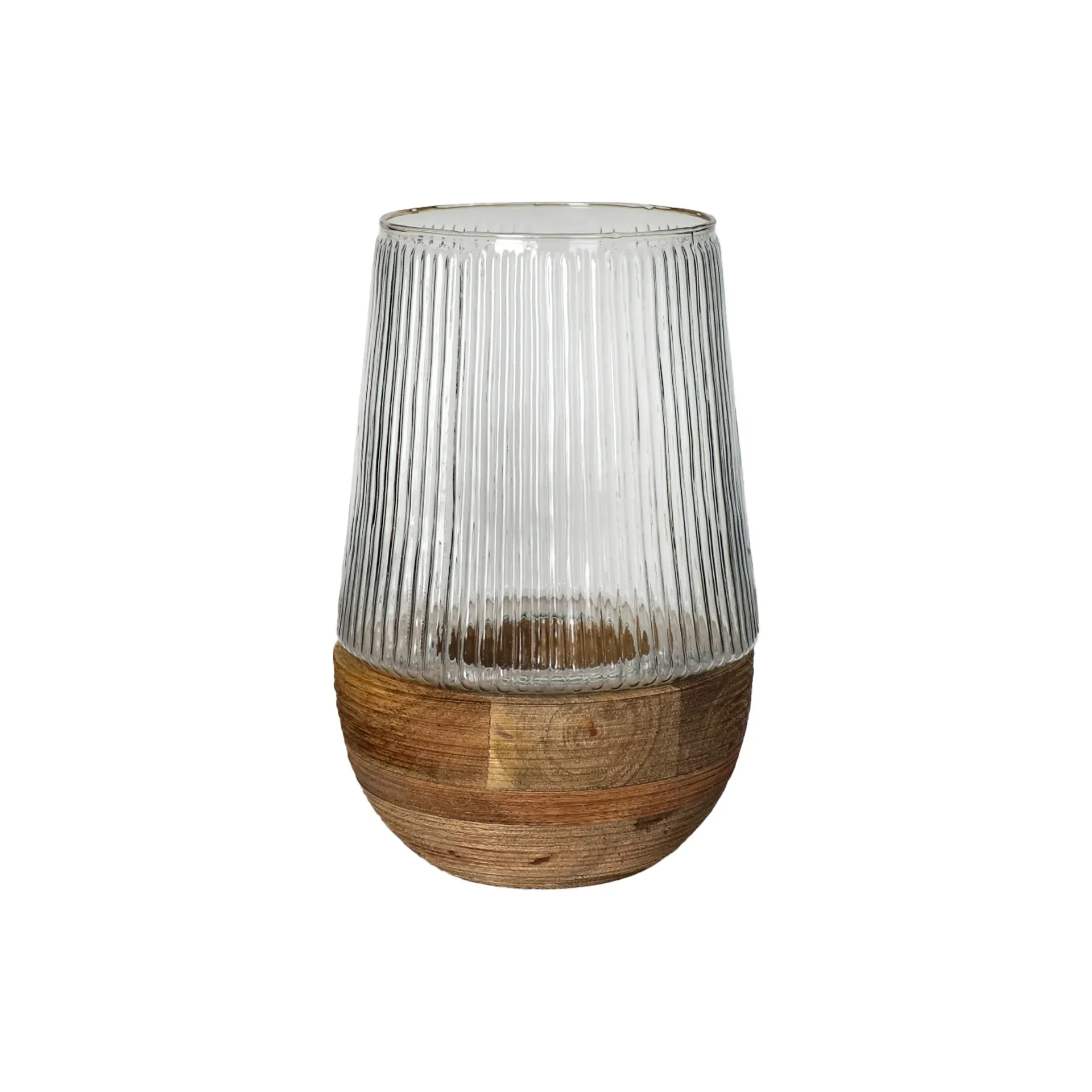 [40890-NAT-05] Photophore bois de mangier / verre -M-POMAX