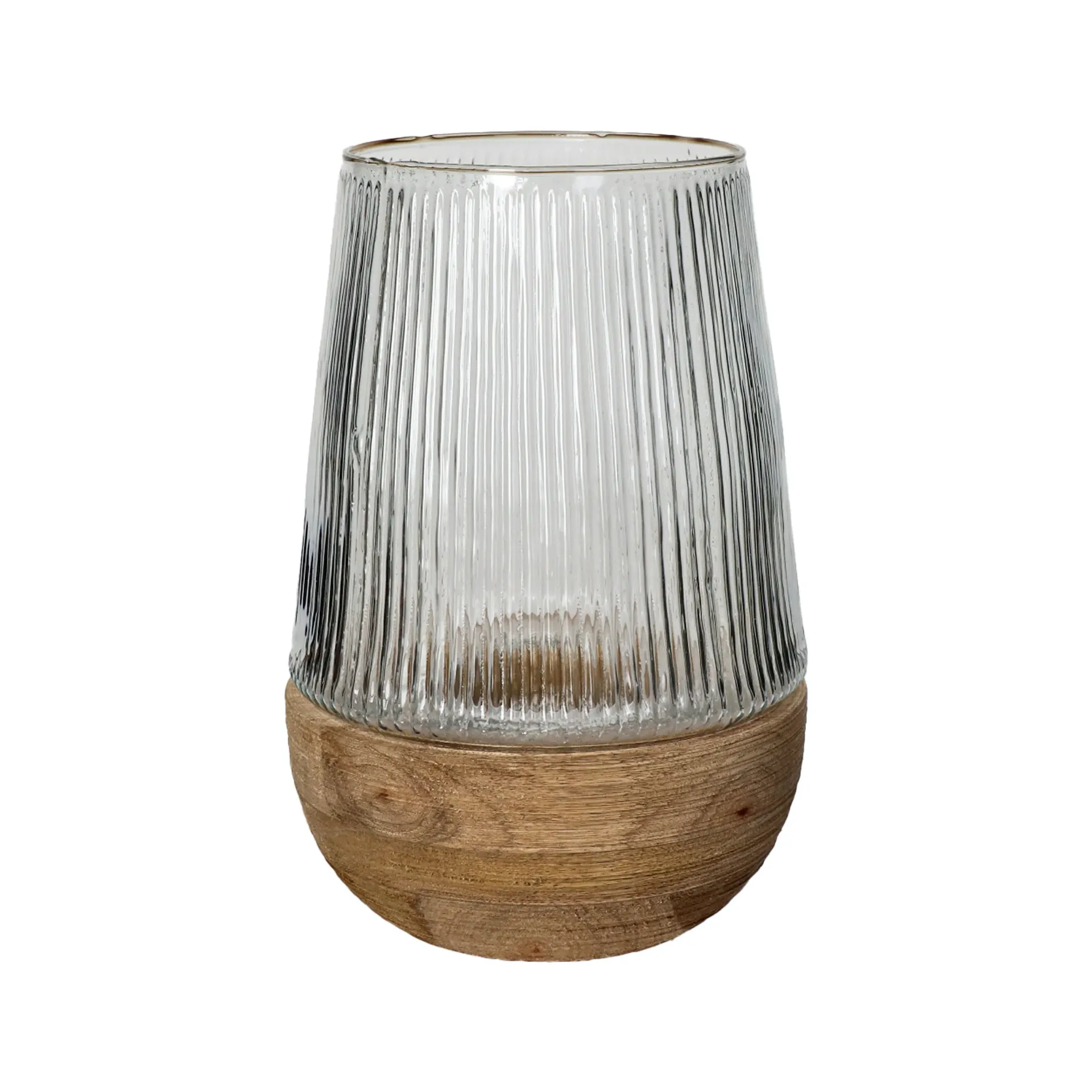 [40890-NAT-10] Photophore bois de manguier/verre -L-POMAX