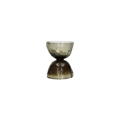 [41435-SMK-05] Vase diabolo verre fumé -H 15- POMAX