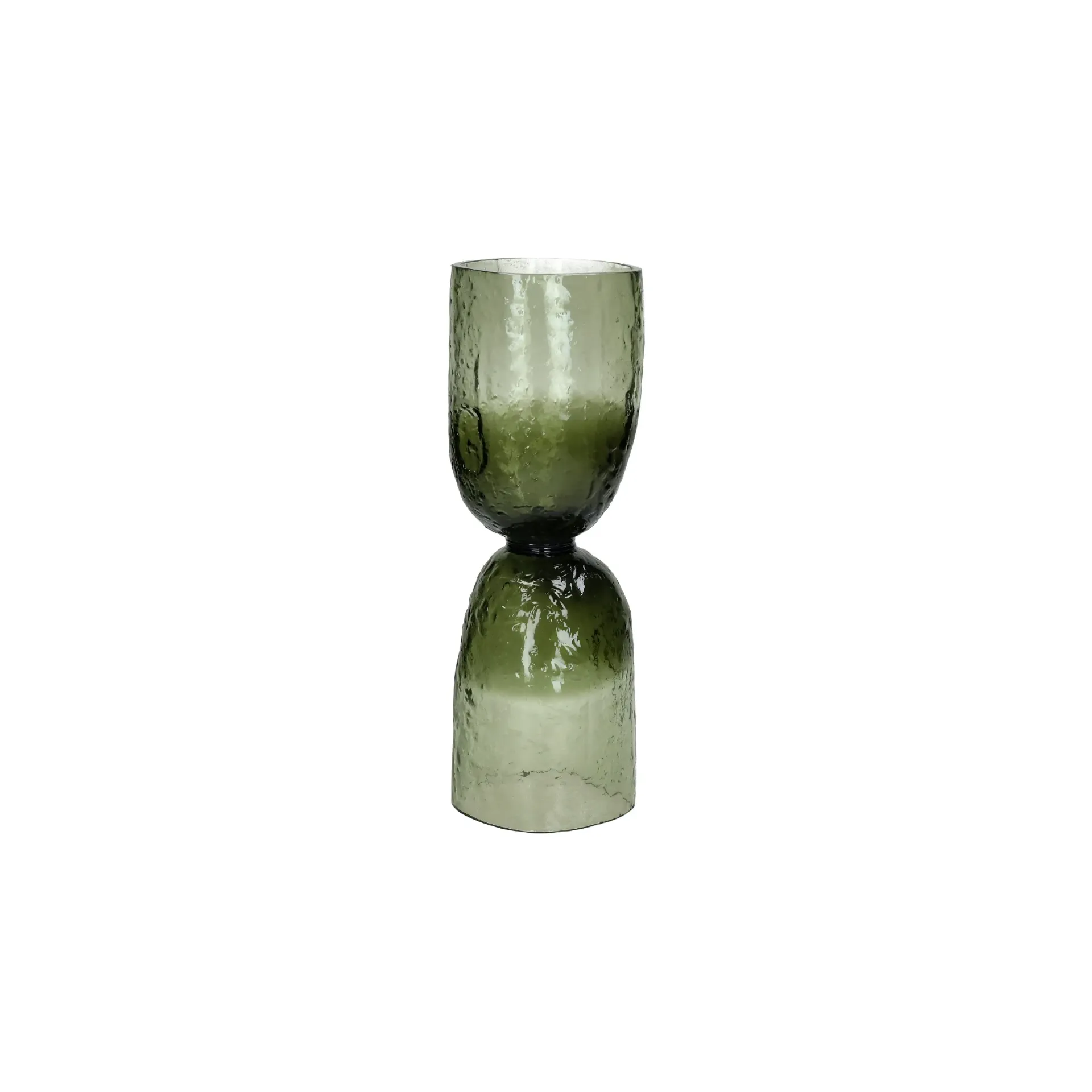[41434-GRE-10] Vase diabolo verre vert-H 32 - POMAX