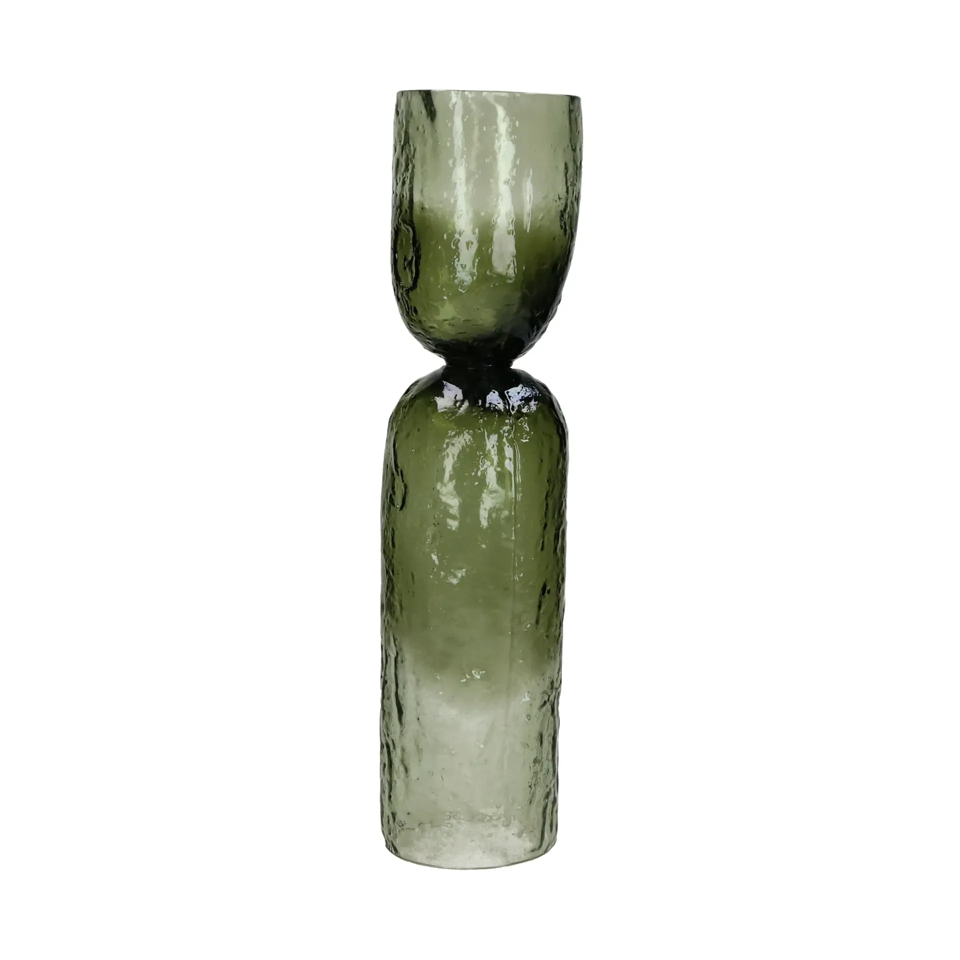 [41434-GRE-15] Vase diabolo verre vert- H 45 - POMAX