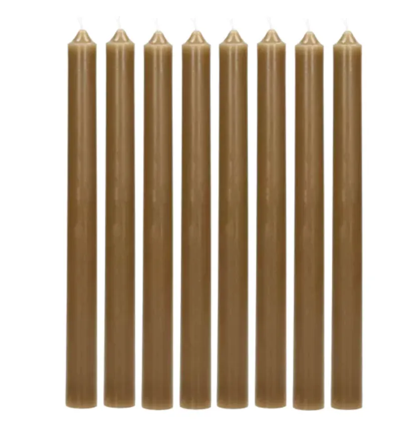 [Q201-MUS-S8] Lot de 8 bougies - 2,2xH 25 cm - moutarde - POMAX
