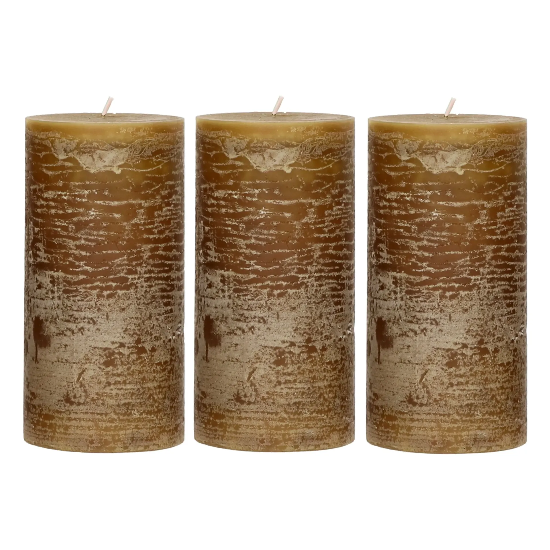 Lot de 3 bougies -7xH 14 cm - moutarde - POMAX