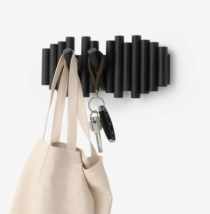 Porte manteaux PICKET RAIL HOOK 5 BLACK - UMBRA
