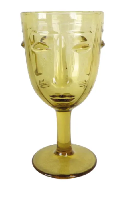 [018586] Verre à pied visage jaune - OPJET PARIS