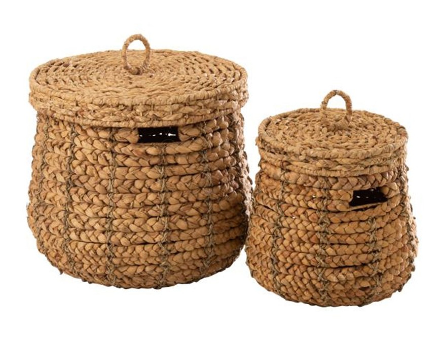 SMALL Panier Avec Couvercle En Matières Naturelles - J-LINE
