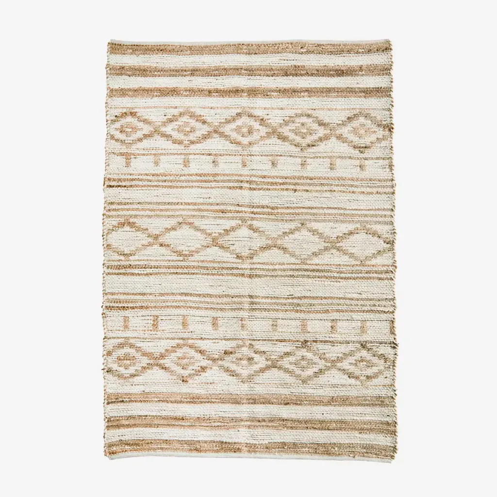 Tapis coton/jute blanc et naturel -120x180 - MADAM STOLTZ