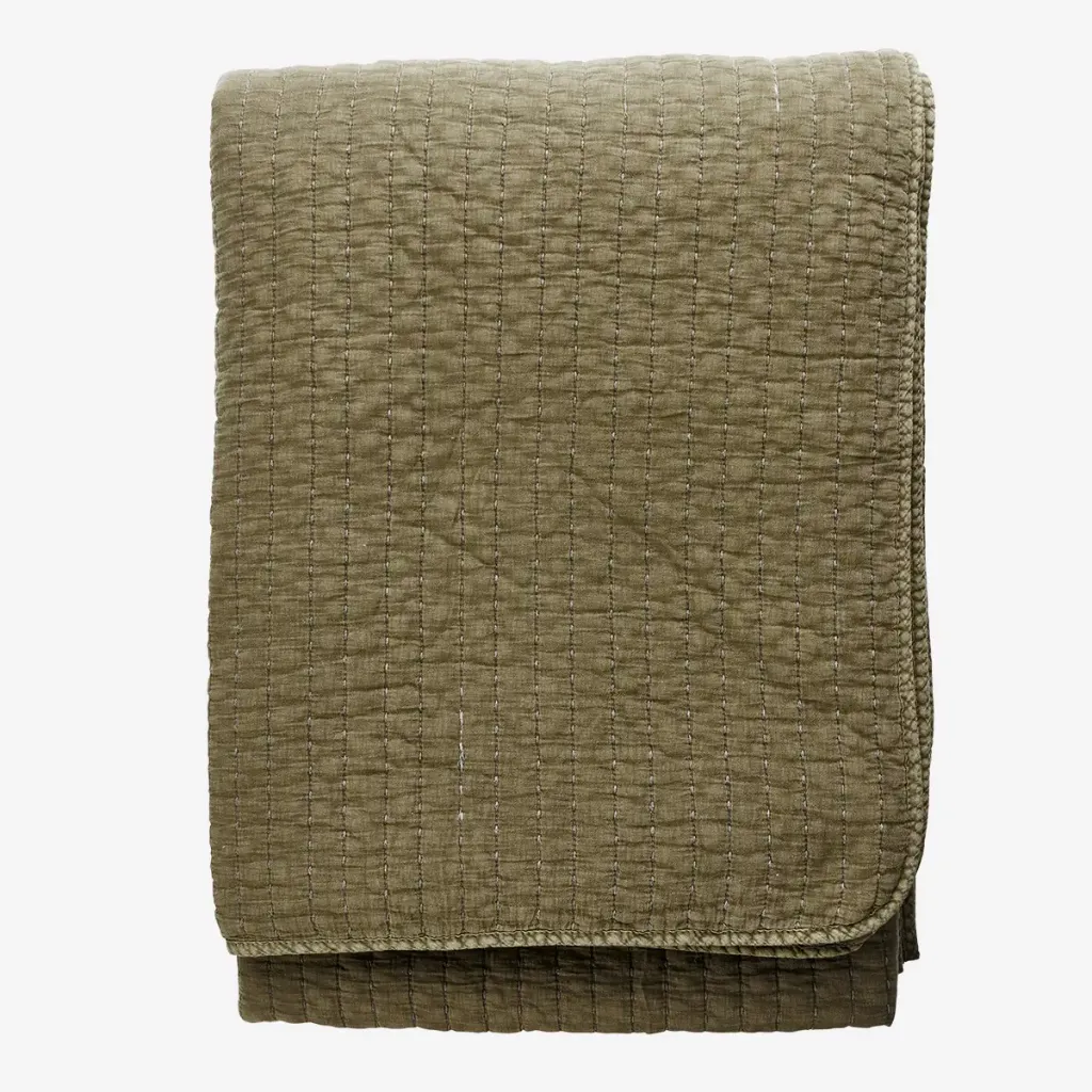 [L19QBC044OC] Couvre lit  240x240 kaki - MADAM STOLTZ
