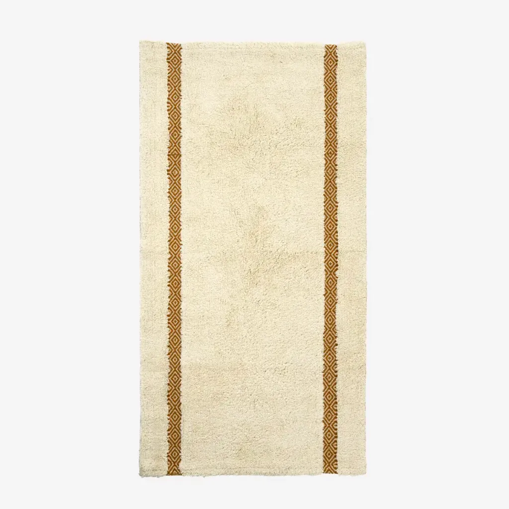 [PI-878] Tapis coton blanc/moutarde 70x140 - MADAM STOLTZ