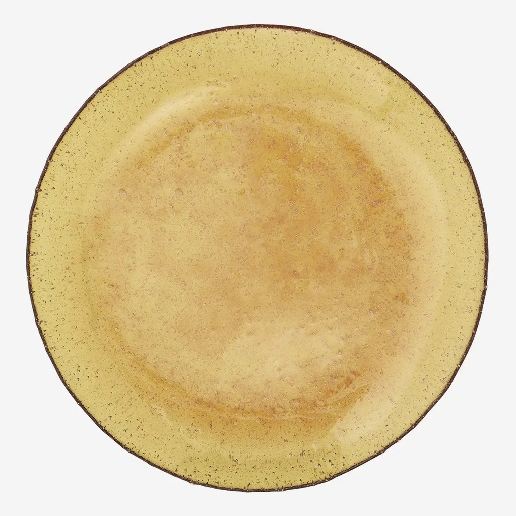 [PZ03PBA] Assiette verre bullé ambre D26- MADAM STOLTZ