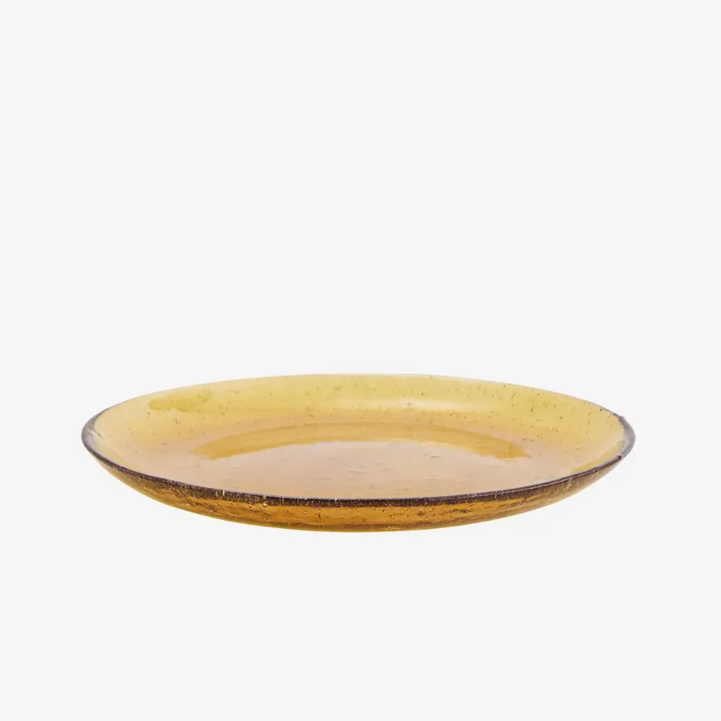 Assiette verre bullé ambre D20- MADAM STOLTZ