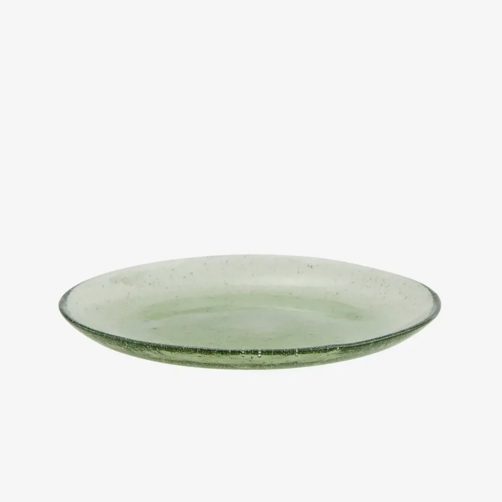 [PZ03PSG] Assiette verre bullé vert D20- MADAM STOLTZ