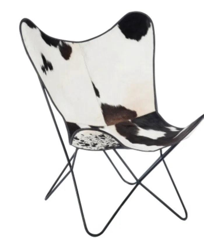 [65001] Chaise peau de vache/métal-J-LINE