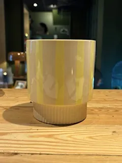 Pot ceramique jaune rayé D12 - VEGETAL