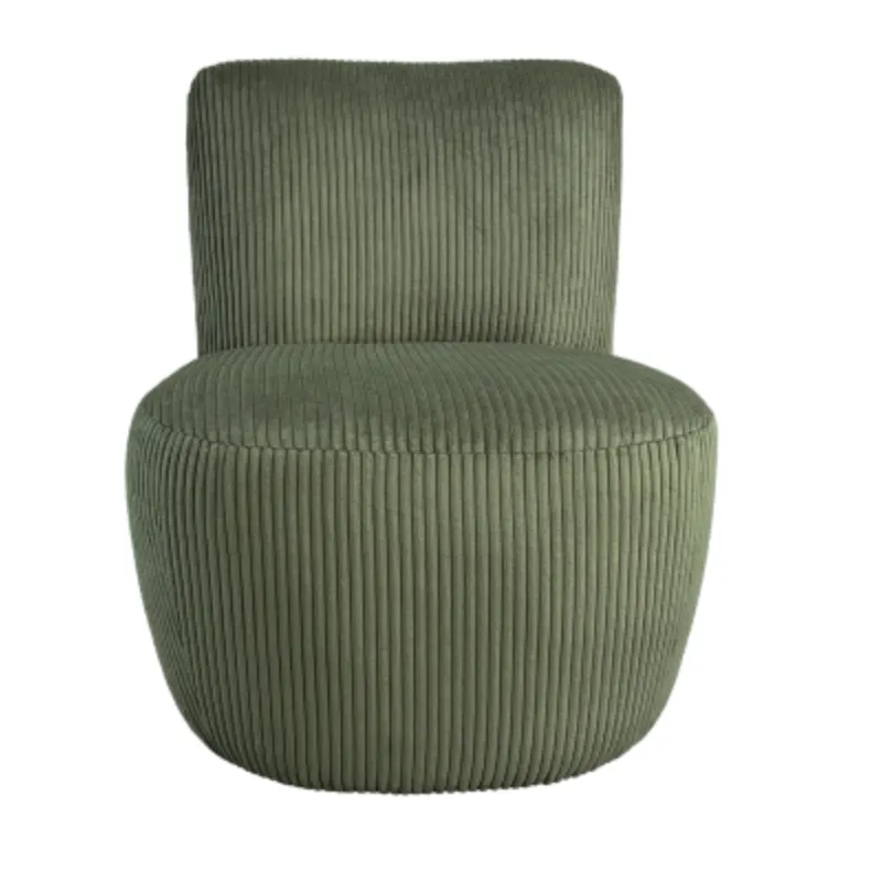 [019307] Fauteuil Eve velour cotelé kaki - OPJET PARIS