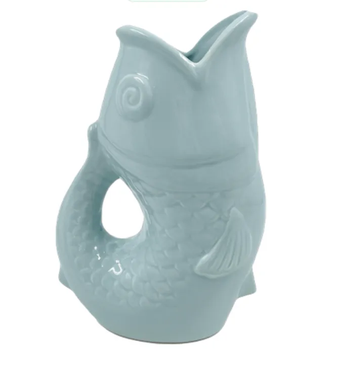 [015923] Vase pichet poisson bleu givré - OPJET PARIS