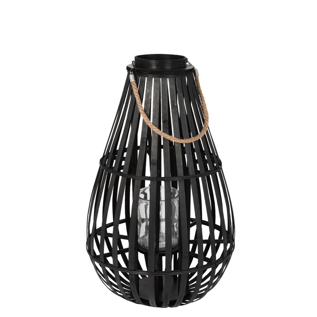 [96209] Lanterne goutte bambou noir-J-LINE