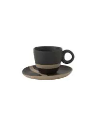 [49210] Tasse/sous-tasse céramique noir/taupe-J-LINE