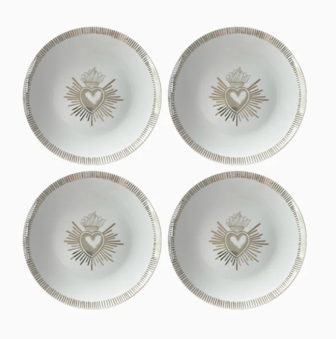 [018355] Set de 4 assiettes dessert Ex-voto doré -D19 - OPJET PARIS