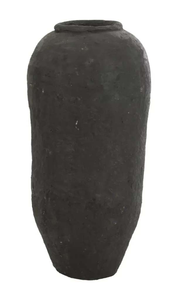 [25667] Vase papier mache noir L - J-LINE