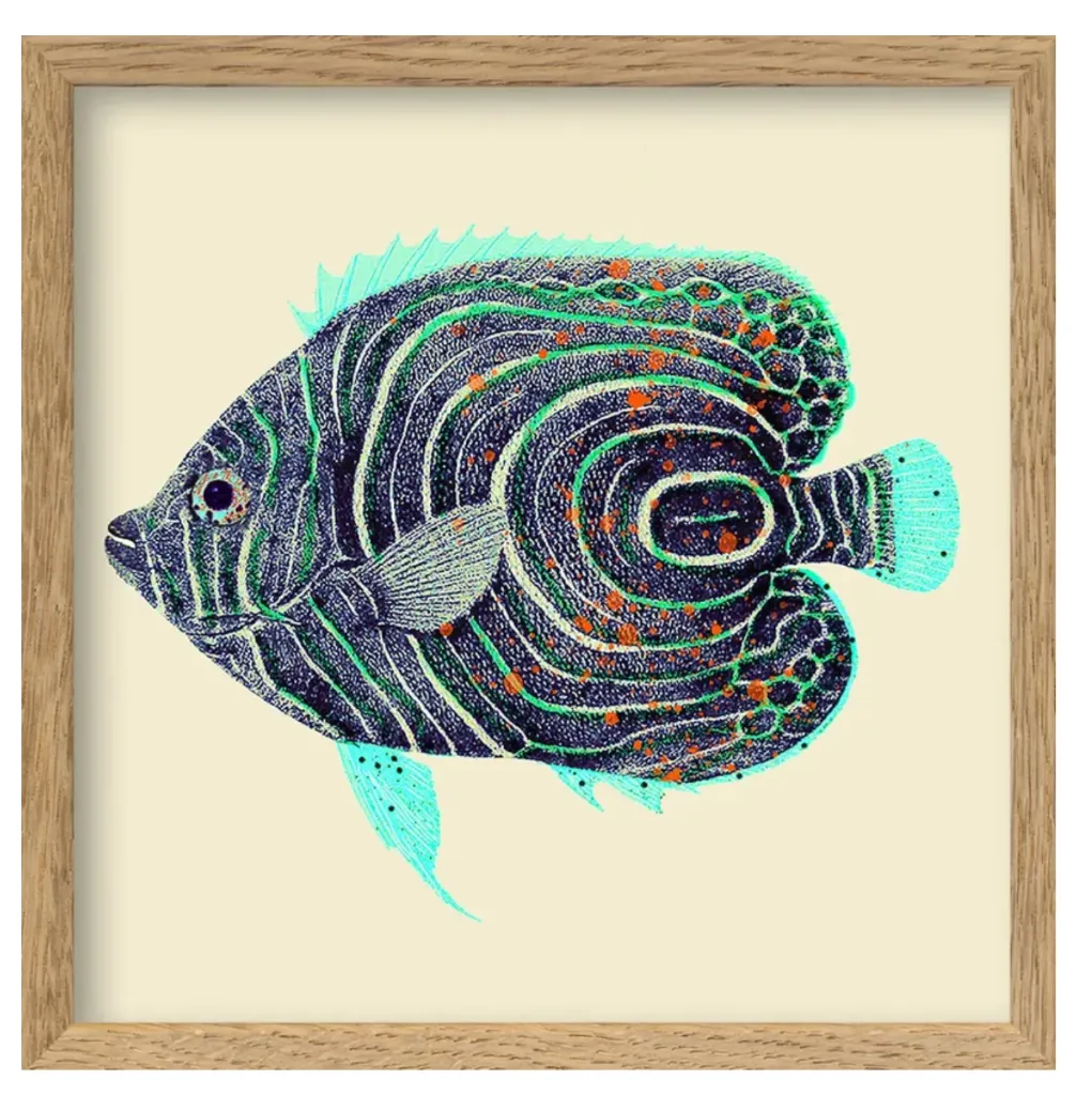 [SQ198] Cadre blue and turquoise fish 15x15 - DYBDAHL