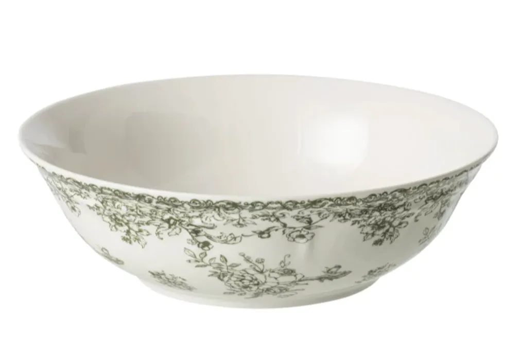 [268861] Plat fleurs céramique vert/blanc - J-LINE