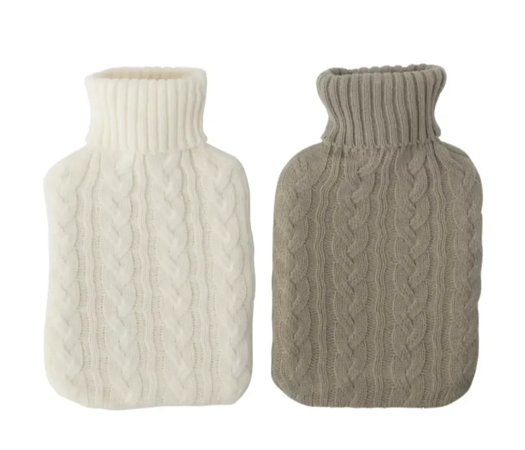 Bouillotte en tricot blanc/beige - J-LINE