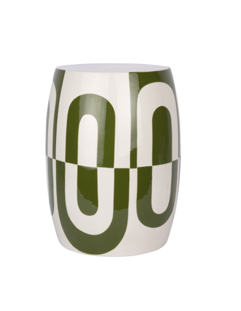 [LM2423GR] Table d'appoint dubin circles vert/blanc - PRESENT TIME